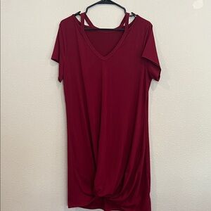 Amazon Burgundy V-Neck Midi Dress